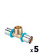 Lot de 5 raccords PER dérivation en T - SIDER - SidPress - A sertir - Ø16mm - F1/2"
