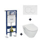 Pack WC Bâti-support - Cuvette suspendu - Sans bride - Plaque de commande double touche 