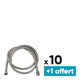 Flexible de douche double agrafage - Odyssea - Chromé - Ecrou libre - 2,00 m - Lot de 10 + 1 OFFERT