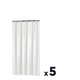 Rideau de douche - SEALSKIN - Blanc - Sans PVC - Sans anneaux - Lot de 5 