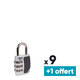 Lot de 9 + 1 OFFERT cadenas à 3 chiffres 34 mm