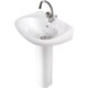Pack lavabo complet - SIDER – Mélangeur lavabo Équinoxe – Avec Colonne - 55 x 42 cm – Blanc / chromé