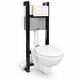 Pack WC suspendu complet - SIDER - Cuvette avec bride - Abattant - Plaque double débit - Blanc