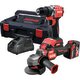 Kit perceuse-visseuse à percussion + meuleuse d’angle – DCK – 20 V – 2 batteries 4,0 Ah
